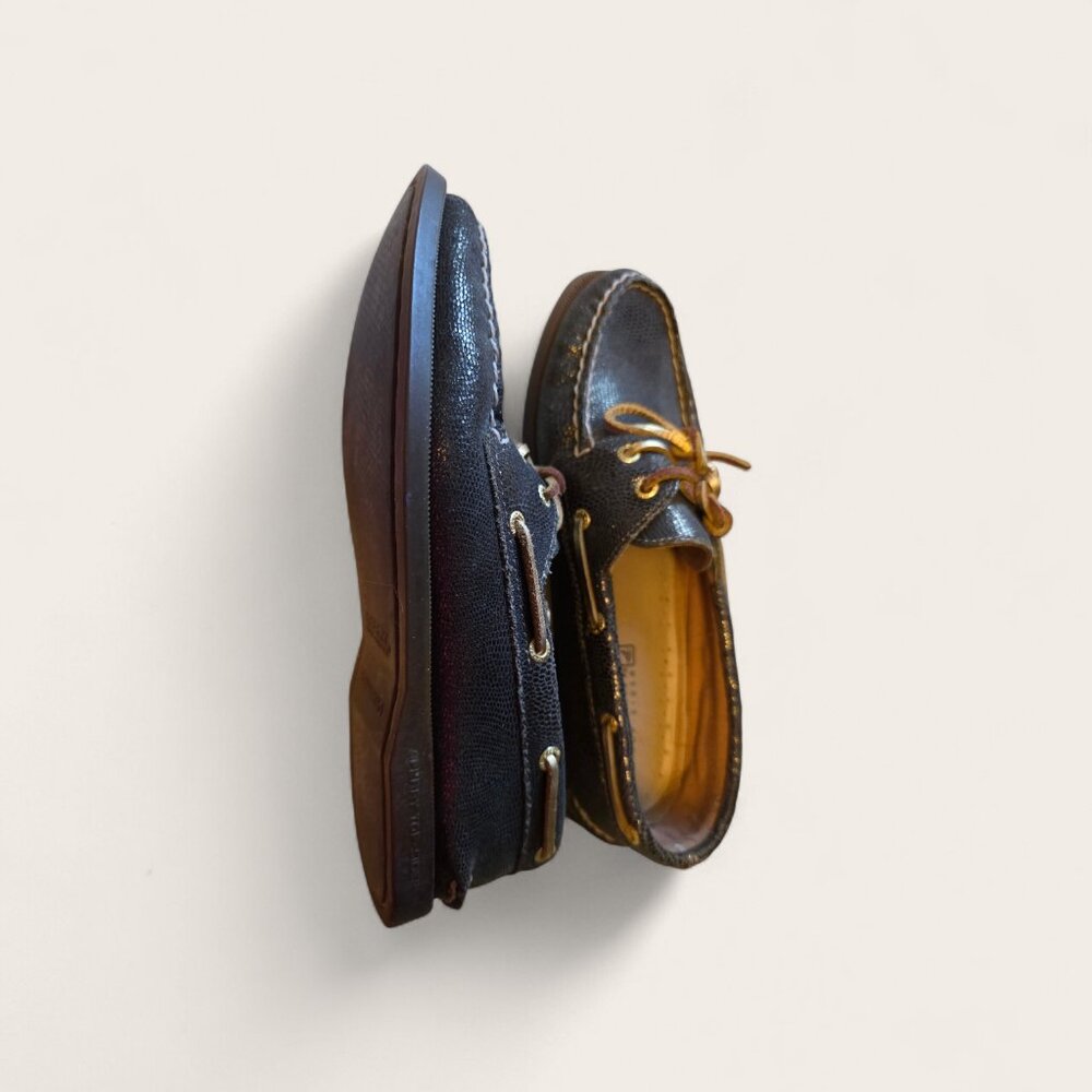 EXCELLENT Sperry Gold Cup Metallic Gold-Infused Leather Boat Shoes-Man7.5/Woman9 - Picture 3 of 4